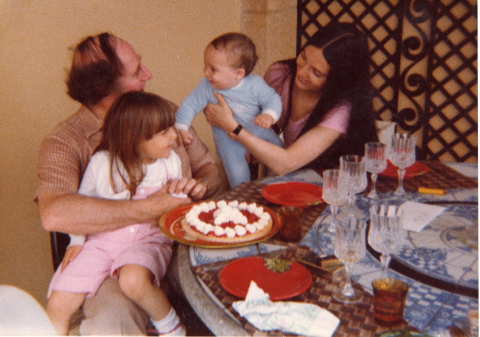 with my parents and sister, which means I am the little guy in blue